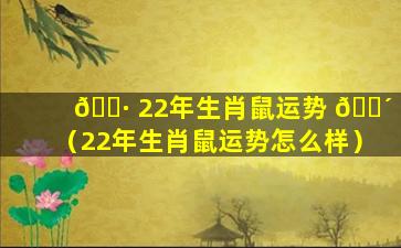 🕷 22年生肖鼠运势 🐴 （22年生肖鼠运势怎么样）